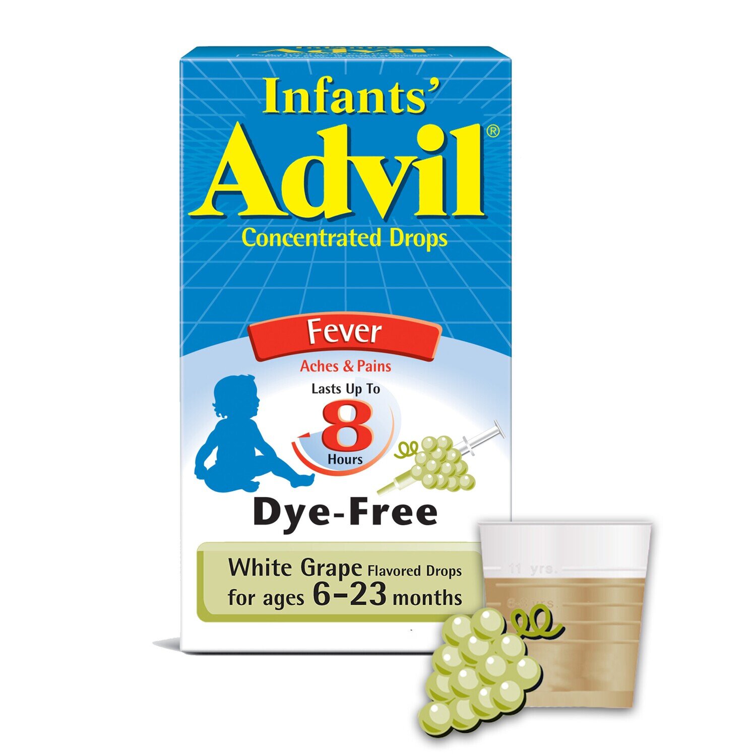 Advil Infants’ Oral Suspension Dye-Free White Grape Flavored Drops