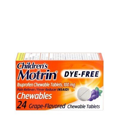 Motrin Children’s Chewable Tablets Dye-Free Grape Flavored 24 ct