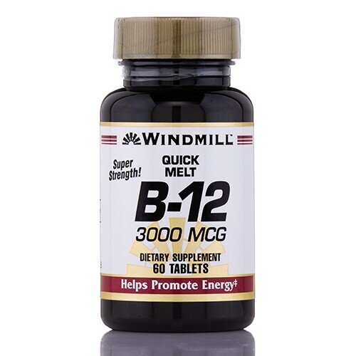 Vitamin B12 Cyanocobalamin 3,000mcg Quick Melt Tablets 60ct