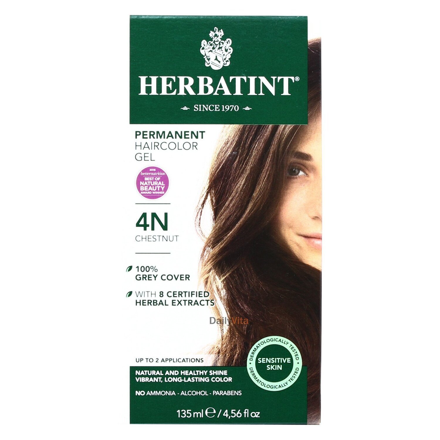 Herbatint Permanent Haircolor Gel 4N Chestnut for Sensitive Skin