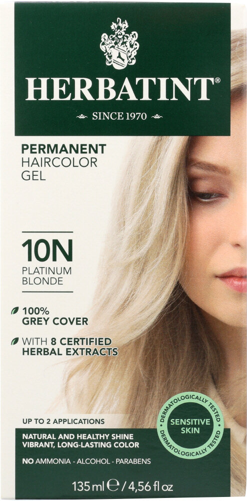 Herbatint Permanent Haircolor Gel 10N Platinum Blonde for Sensitive Skin