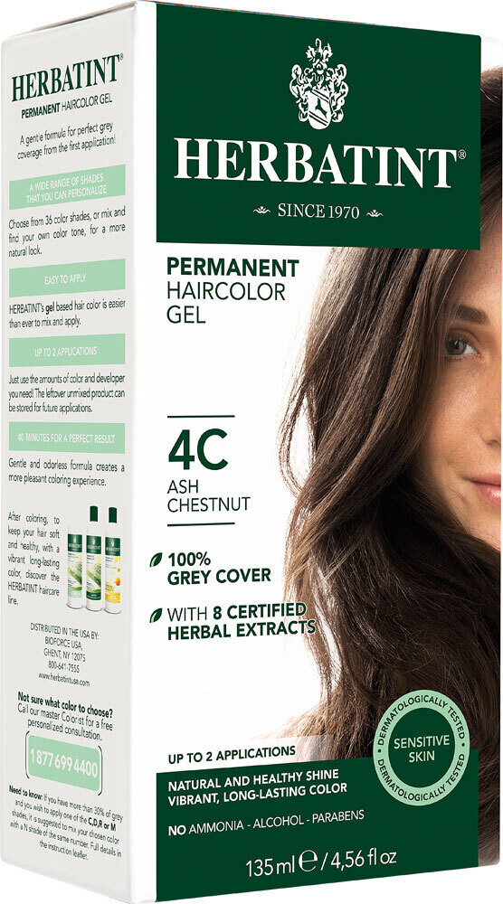 Herbatint Permanent Haircolor Gel 4C Ash Chestnut for Sensitive Skin