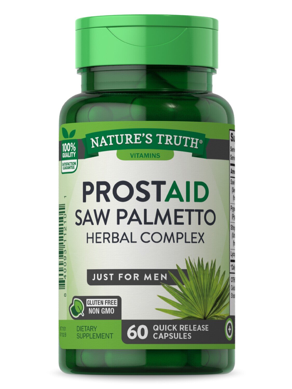 ProstAid Saw Palmetto Herbal Complex Just For Men Quick Release Capsules 60ct