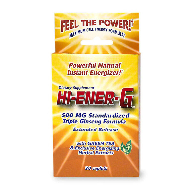 Hi-Ener-G Extended Release Dietary Supplement Caplets With Green Tea - Buy 1 Get 1 Free - 2 Pack 20ct