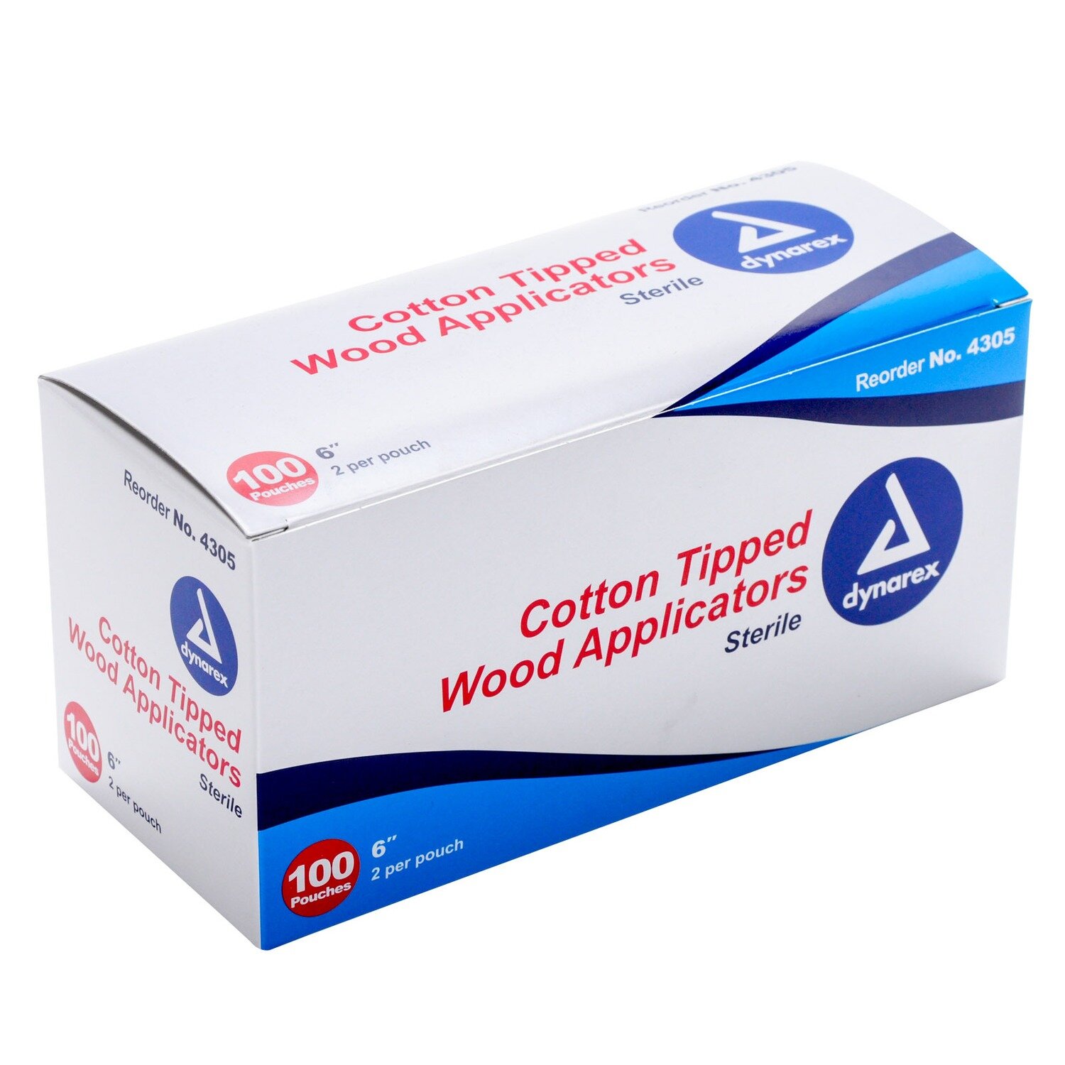 Cotton Tipped Wood Applicators 6” 2 per Pouch, 100 Pouches