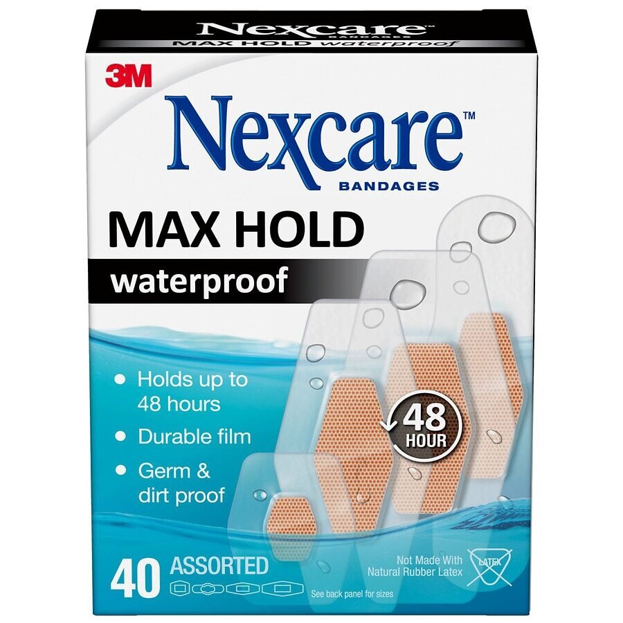Nexcare Bandages Max Hold Waterproof Assorted Sizes 40 ct