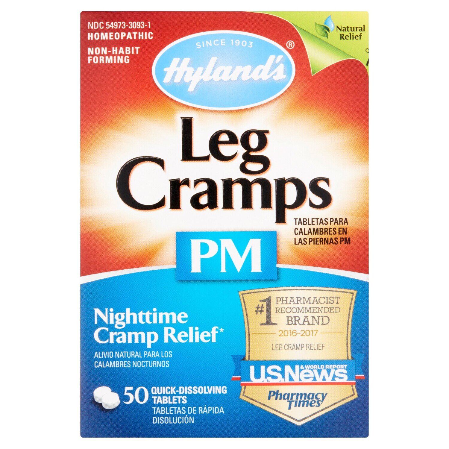 Hyland’s Naturals Leg Cramps PM Fast and Effective Quick-Dissolving Tablets 50 ct