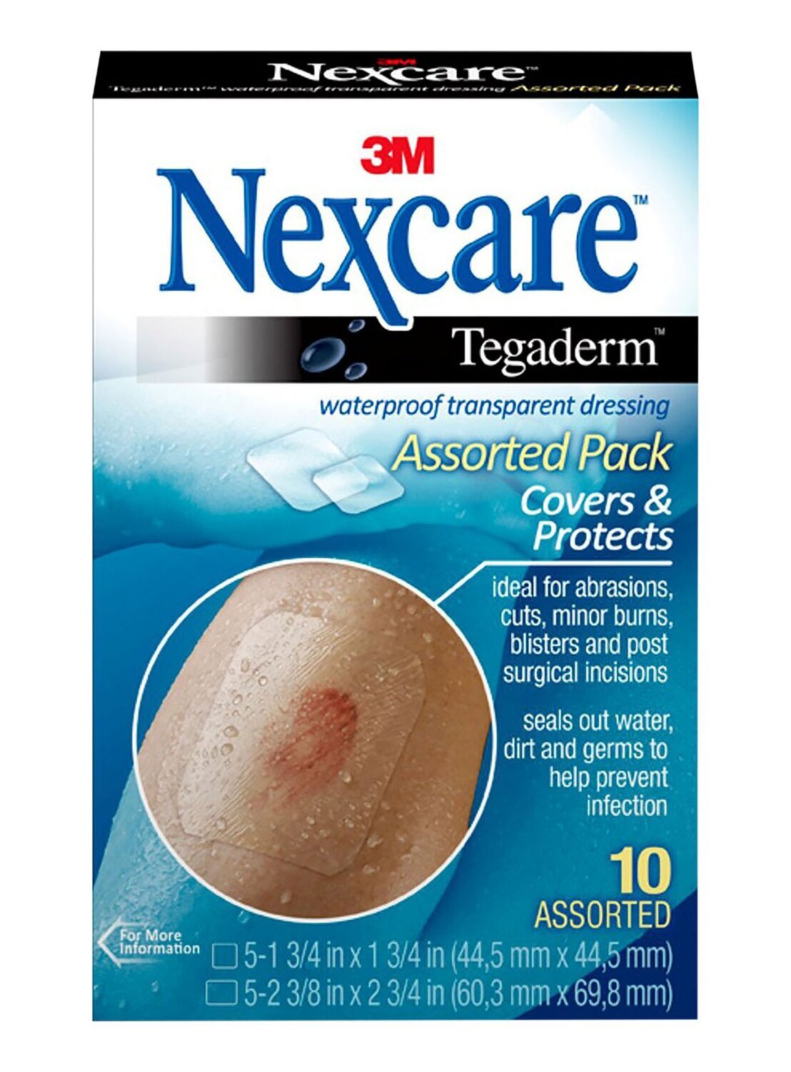 Nexcare Tegaderm Transparent Dressing Waterproof Assorted Pack 10 ct