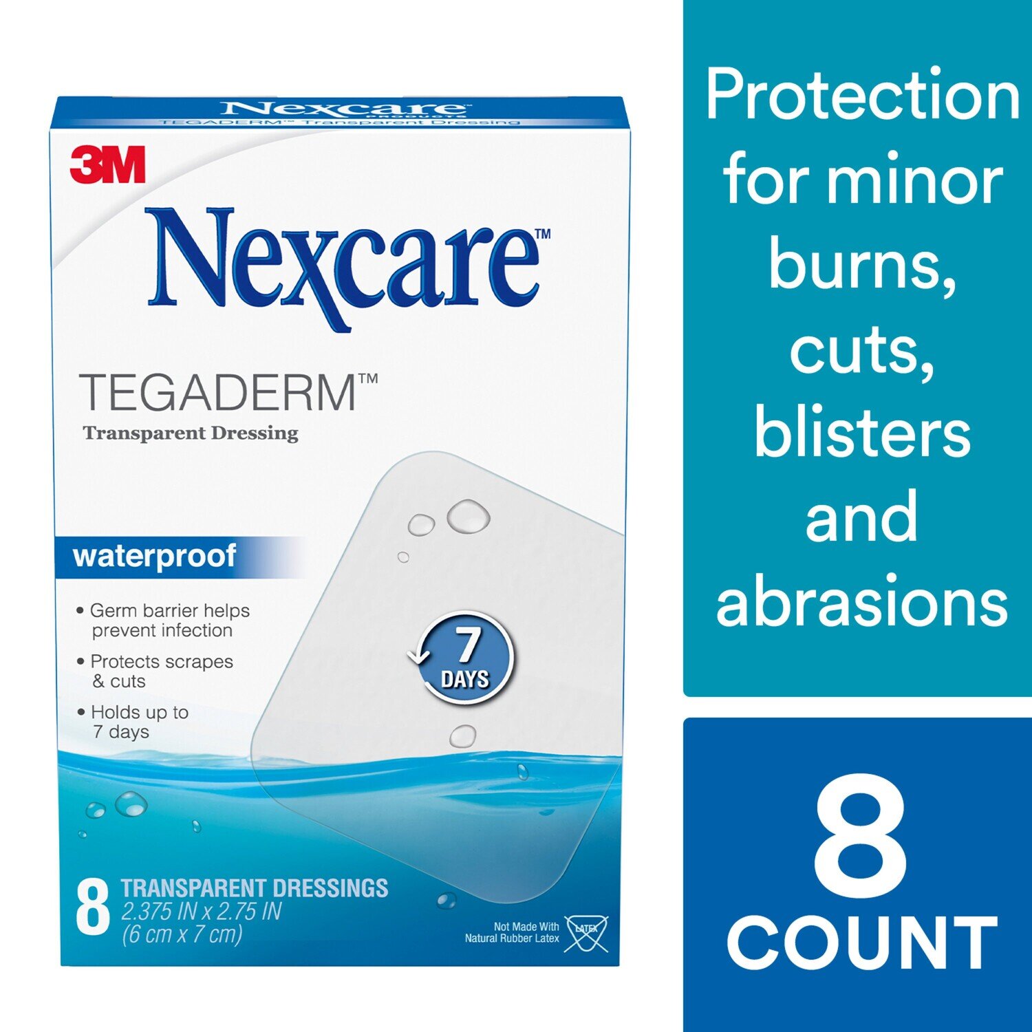 Nexcare Tegaderm Transparent Dressing Waterproof 2.375 in x 2.75 in 8 ct