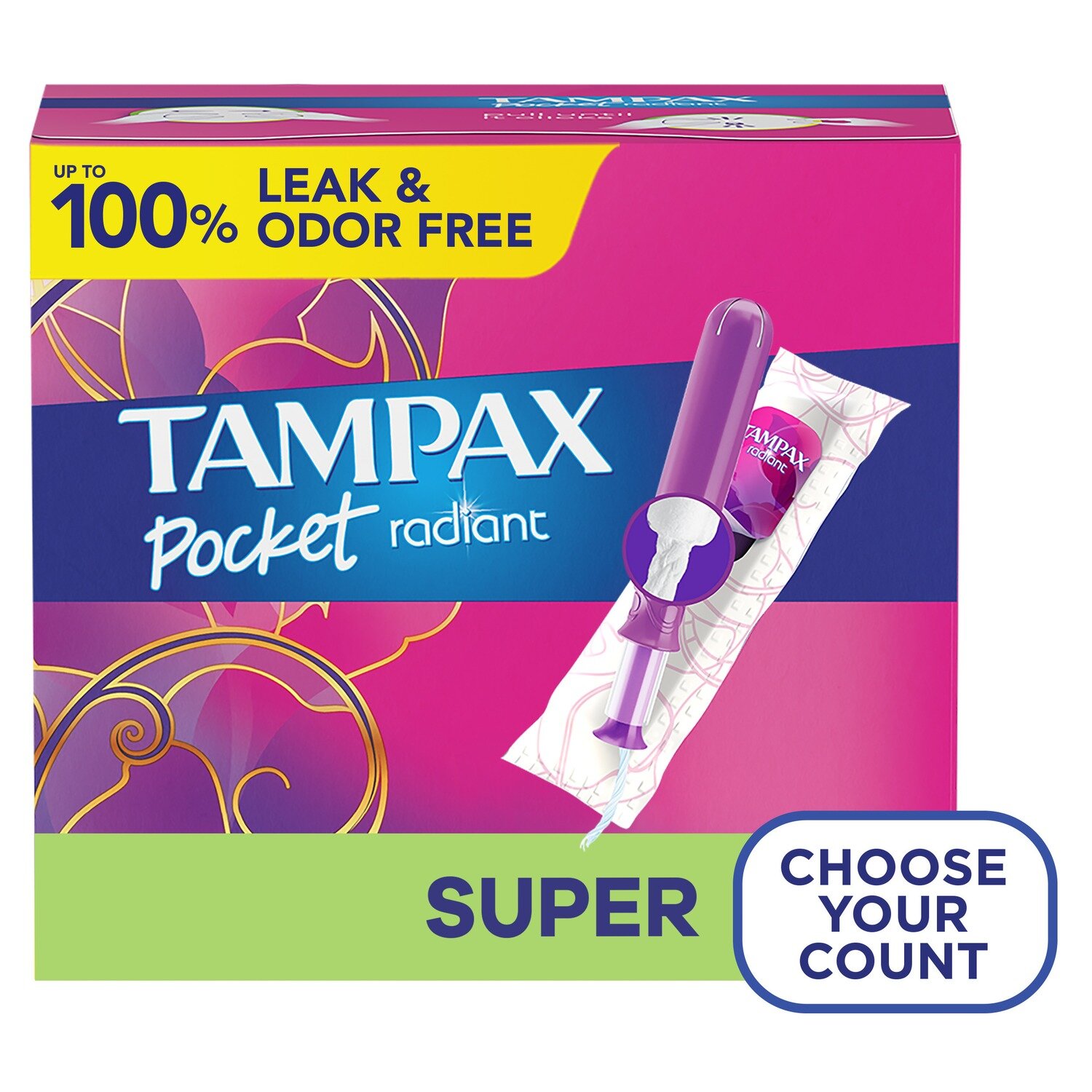 Tampax Pocket Radiant Super Compact Tampons 28 ct