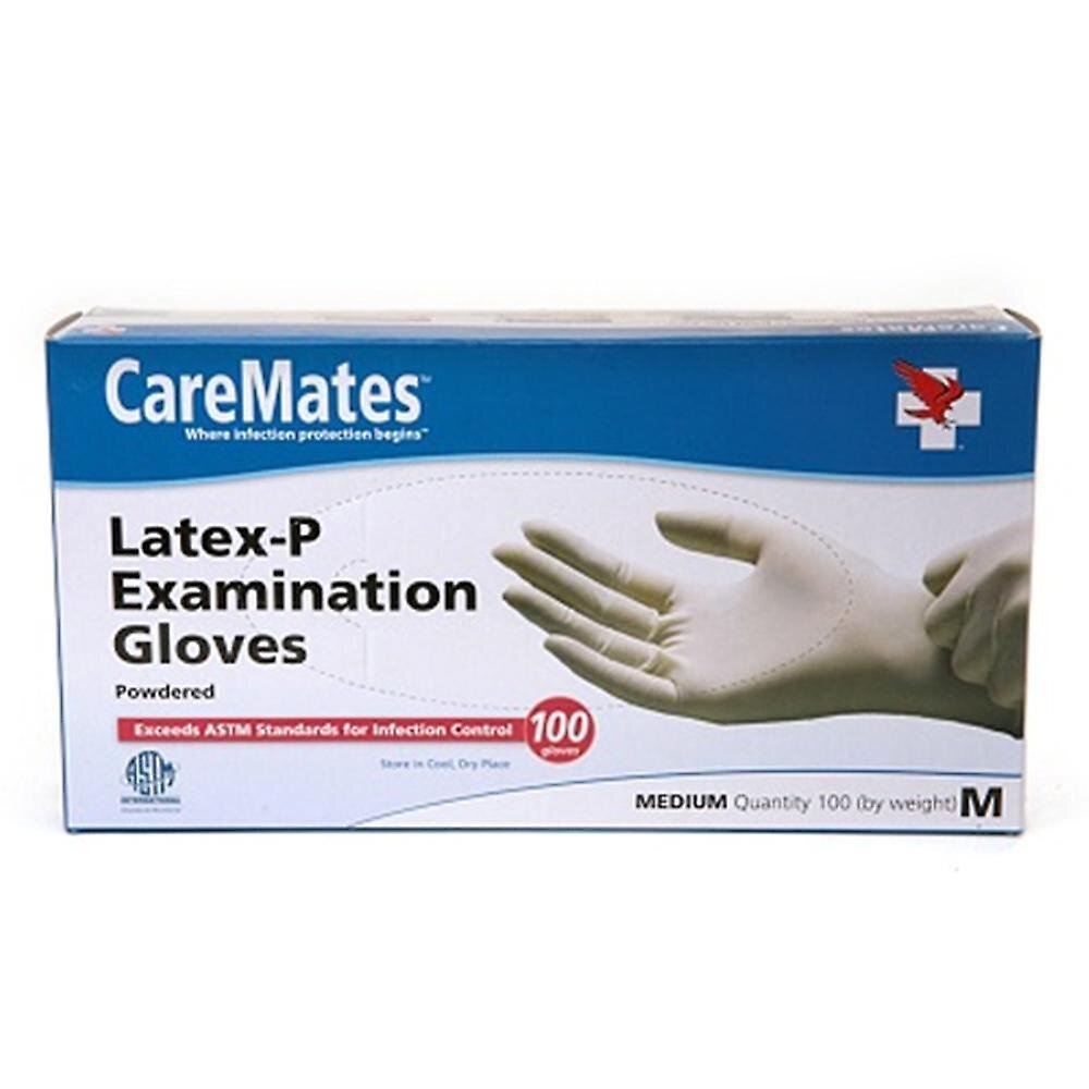 CareMates Latex Examination Gloves Powder Free Non-Sterile Medium 100 ct