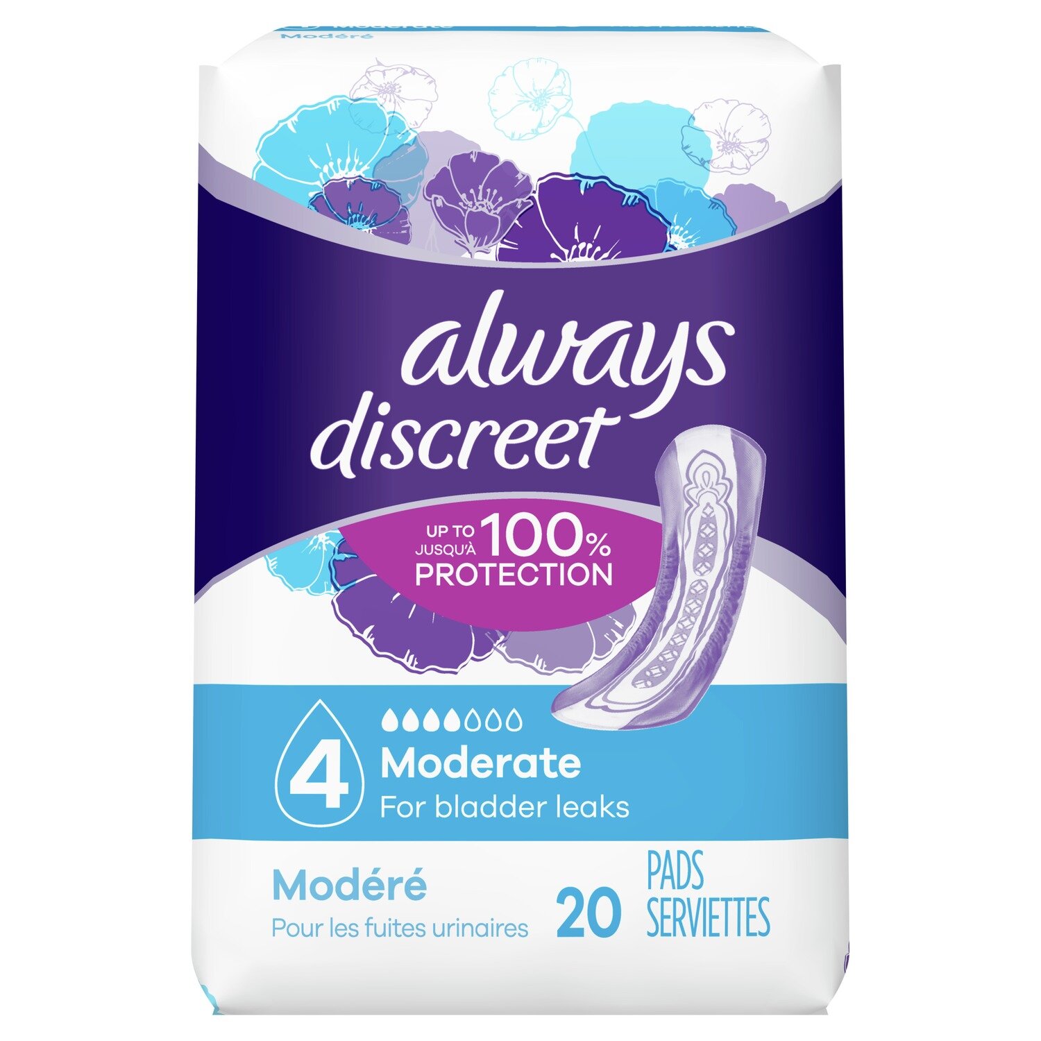 Always Discreet Moderate #4 Pads 20 ct