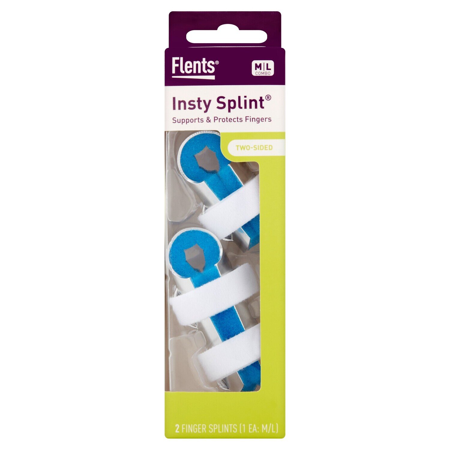 Flents Insty Splint Two-Sided Finger Splint 2 Pack - Medium & Large