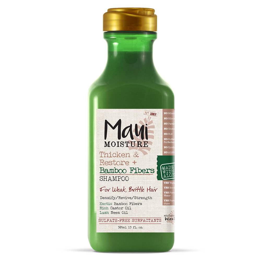 Maui Moisture Thicken and Restore + Bamboo Fibers Shampoo for Weak, Brittle Hair