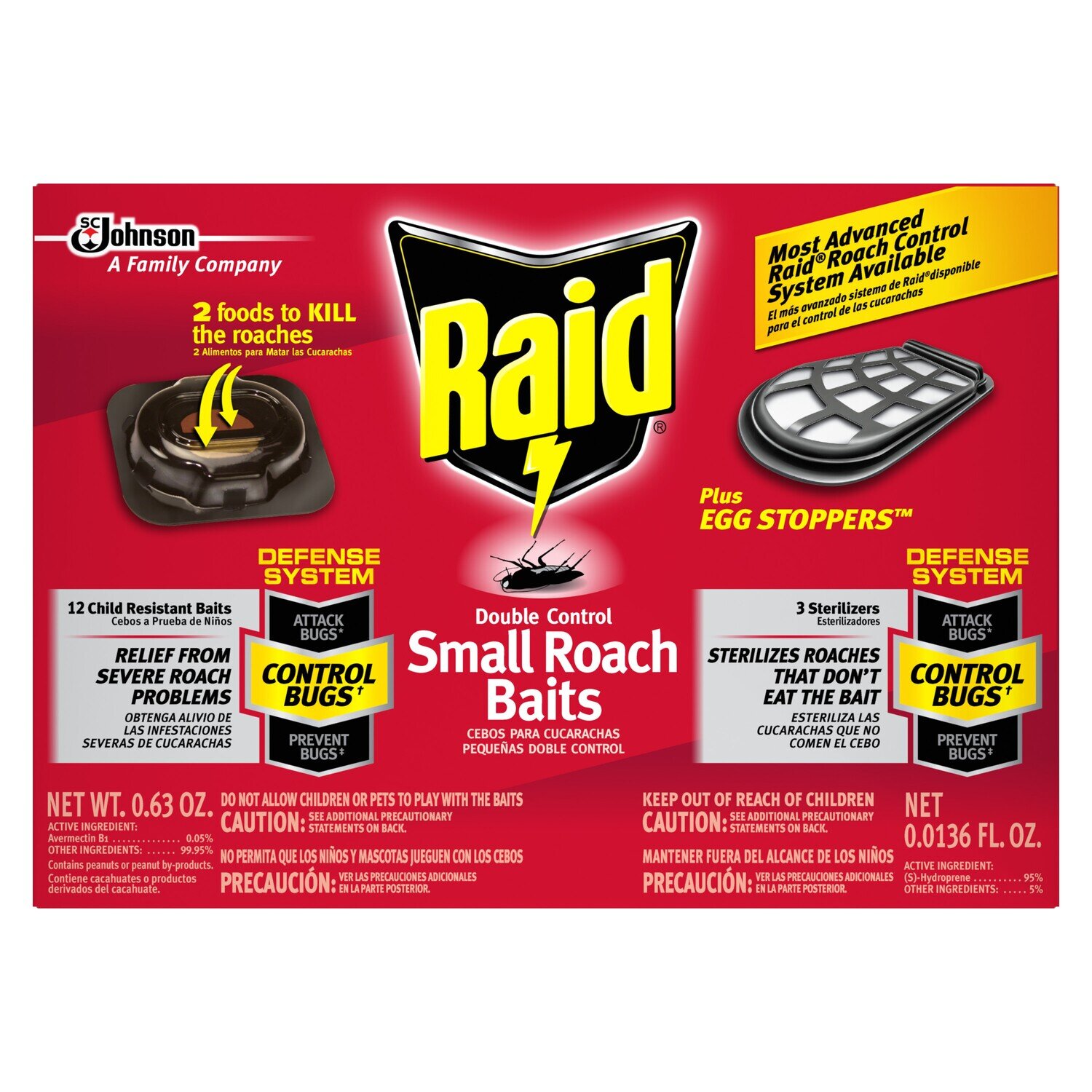 Raid Double Control Small Roach Baits Plus Egg Stoppers 12ct