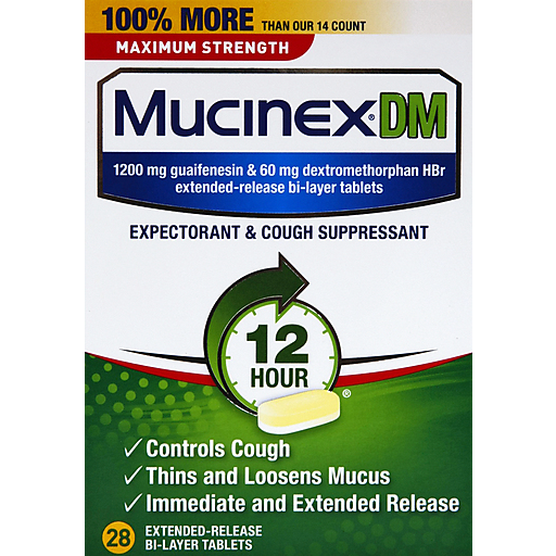 Mucinex DM Maximum Strength Expectorant and Cough Suppressant Extended Release Bi-Layer Tablets 28 ct