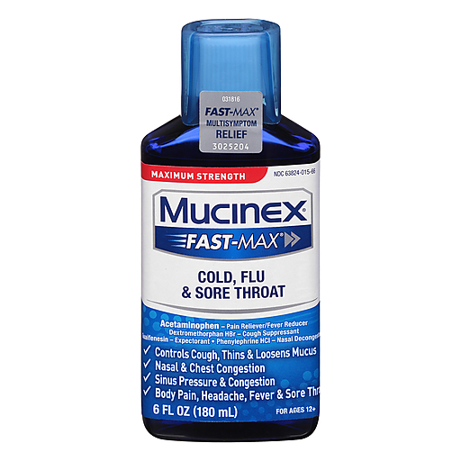 Mucinex Maximum Strength Fast-Max Cold, Flu, and Sore Throat 6 fl oz