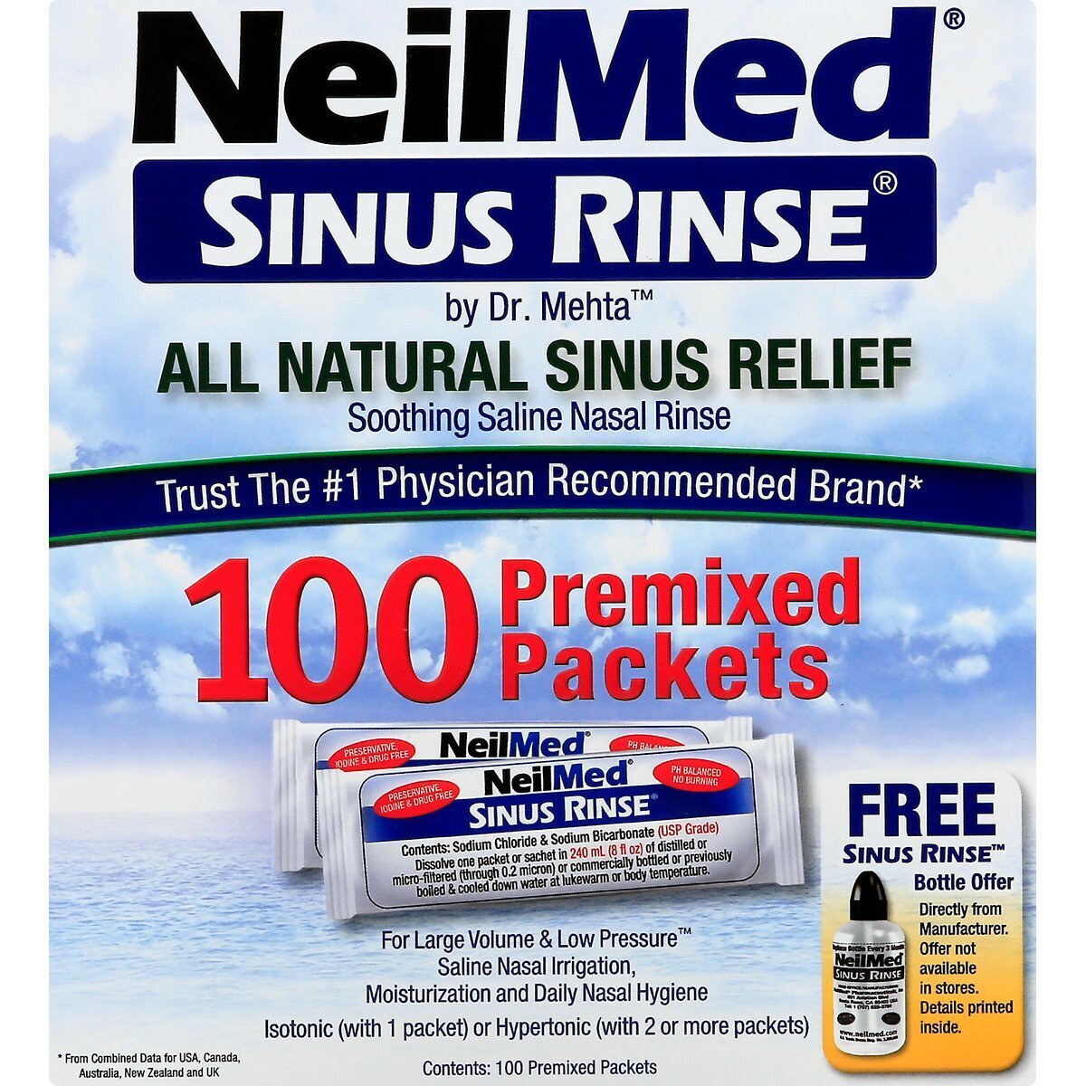 NeilMed Sinus Rinse 100 Premixed Packets