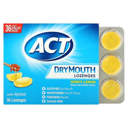Act Dry Mouth Lozenges With Xylitol - Honey Lemon 36 Lozenges