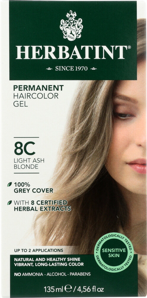 Herbatint Permanent Haircolor Gel 8C Light Ash Blonde for Sensitive Skin