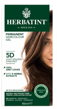 Herbatint Permanent Haircolor Gel 5D Light Golden Chestnut for Sensitive Skin