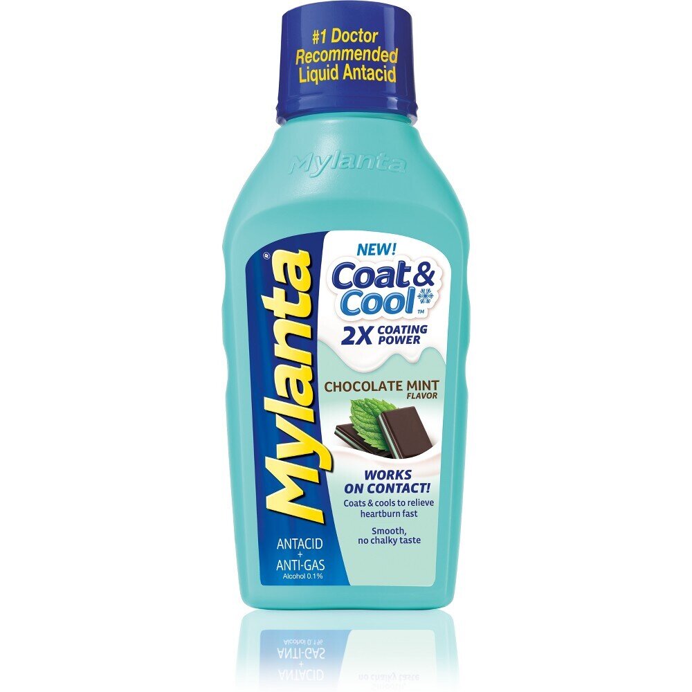 Mylanta Coat and Cool Liquid Antacid and Anti-Gas Chocolate Mint Flavor 12 fl oz