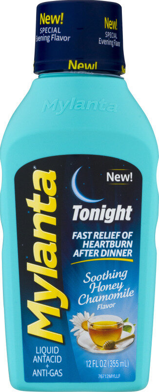 Mylanta Tonight Liquid Antacid and Anti-Gas Soothing Honey Chamomile Flavor 12 fl oz