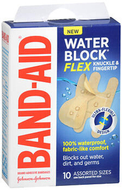 Band-Aid Water Block Flex Knuckle and Fingertip Assorted Sizes 10 ct