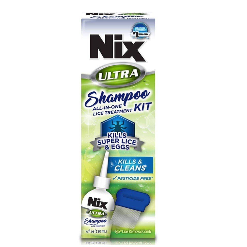 Nix Ultra Shampoo All-in-One Lice Treatment Kit with Nix Lice Removal Comb 4 fl oz
