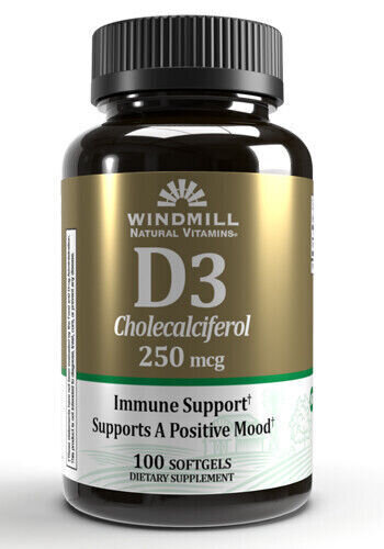Vitamin D3 Cholecalciferol 250mcg Softgels 100ct