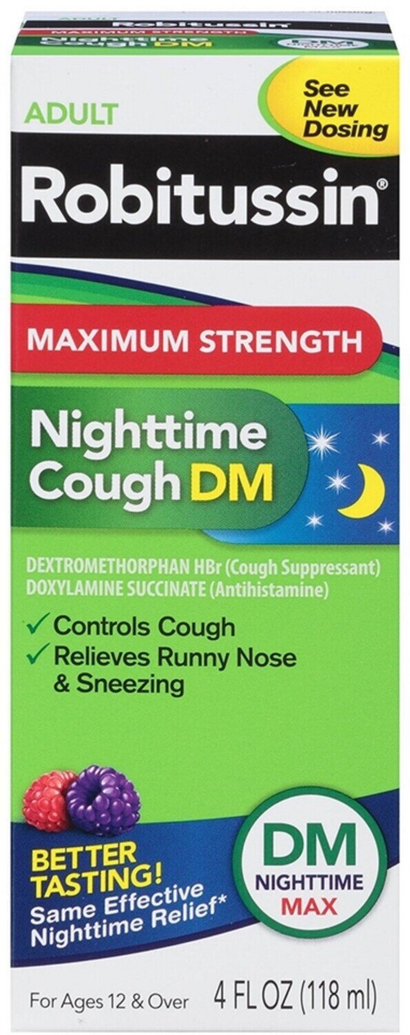 Robitussin Maximum Strength Nighttime Cough DM Mixed Berry 4 fl oz