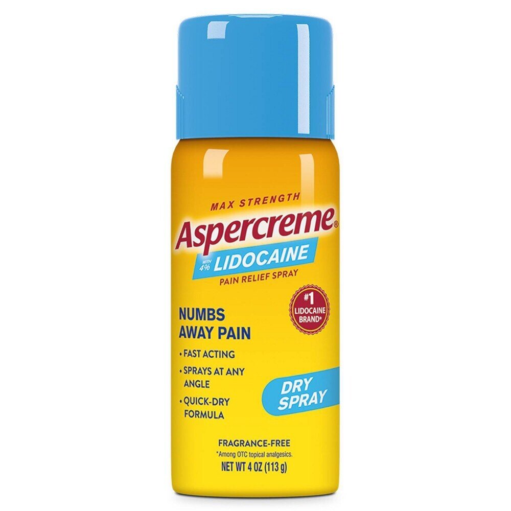 Aspercreme with 4% Lidocaine Pain Relief Dry Spray Fragrance Free