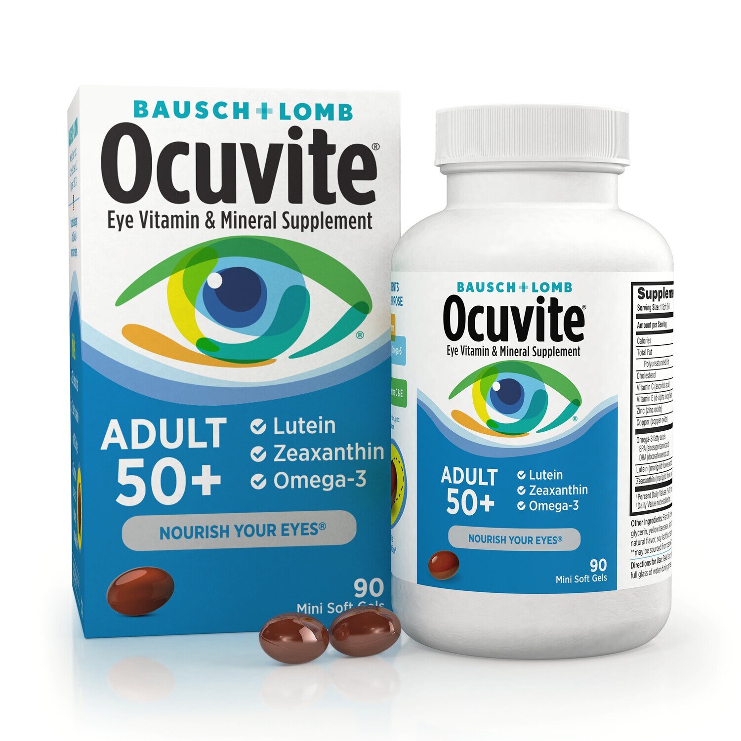 Bausch + Lomb Ocuvite Adult 50+ Eye Vitamin Plus Vitamin D Mini Softgels 90ct
