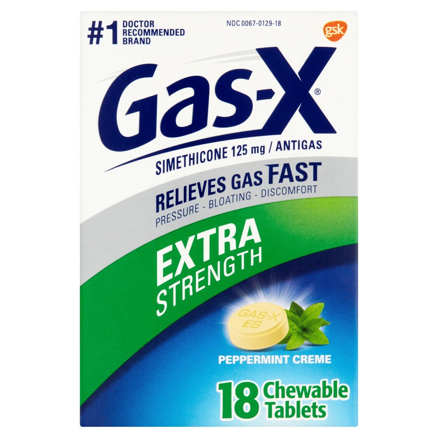 Gas-X Extra Strength Chewable Tablets Peppermint Creme 18ct