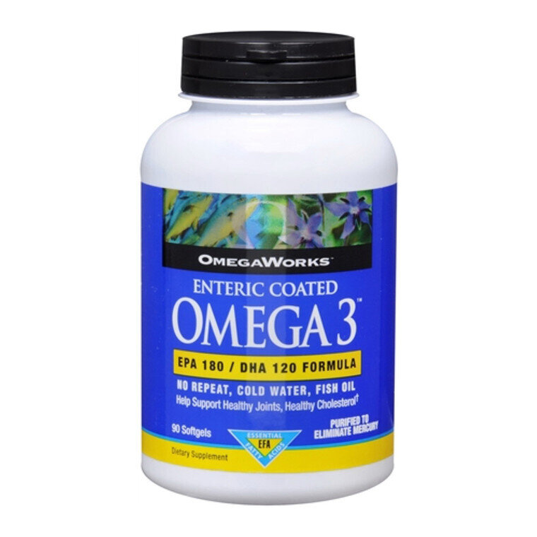 OmegaWorks Enteric Coated Omega 3 With 180mg Of EPA & 120mg Of DHA Softgels 30ct