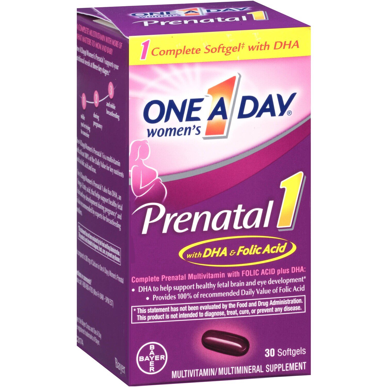 One A Day Prenatal With Folic Acid, DHA, & Iron Softgels 30ct