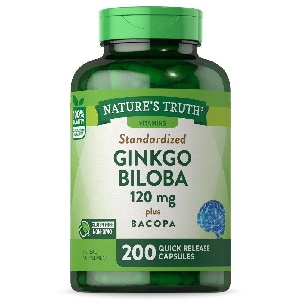 Ginkgo Biloba 120mg Plus Bacopa Standardized Quick Release Capsules 200ct