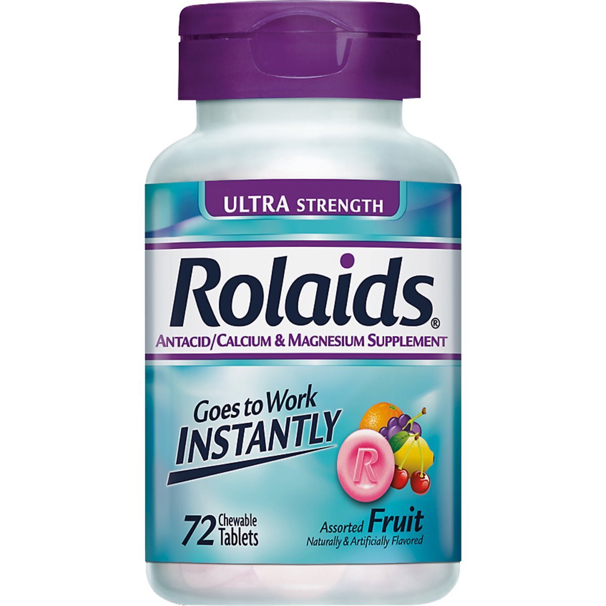 Rolaids Ultra Strength Antacid/ Calcium and Magnesium Supplement Assorted Fruit Chewable Tablets 72 ct