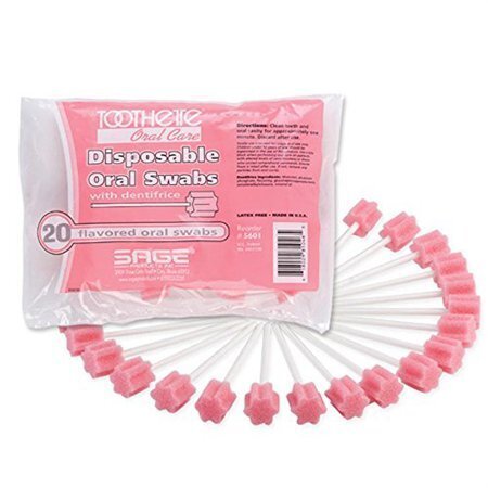 Toothette Disposable Flavored Oral Swabs with Dentifrice 20 ct
