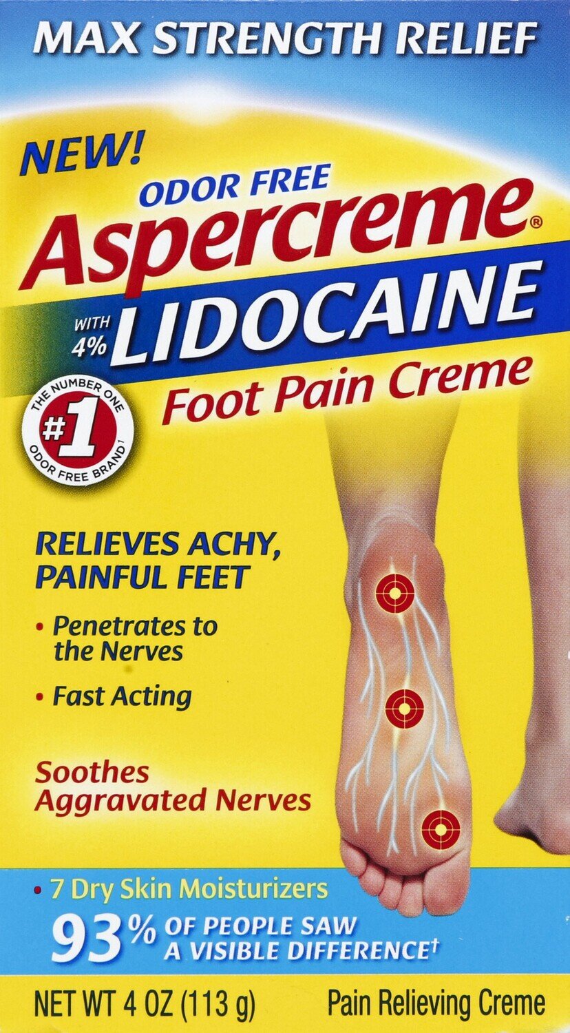 Aspercreme with 4% Lidocaine Pain Relief Foot Cream 113 g