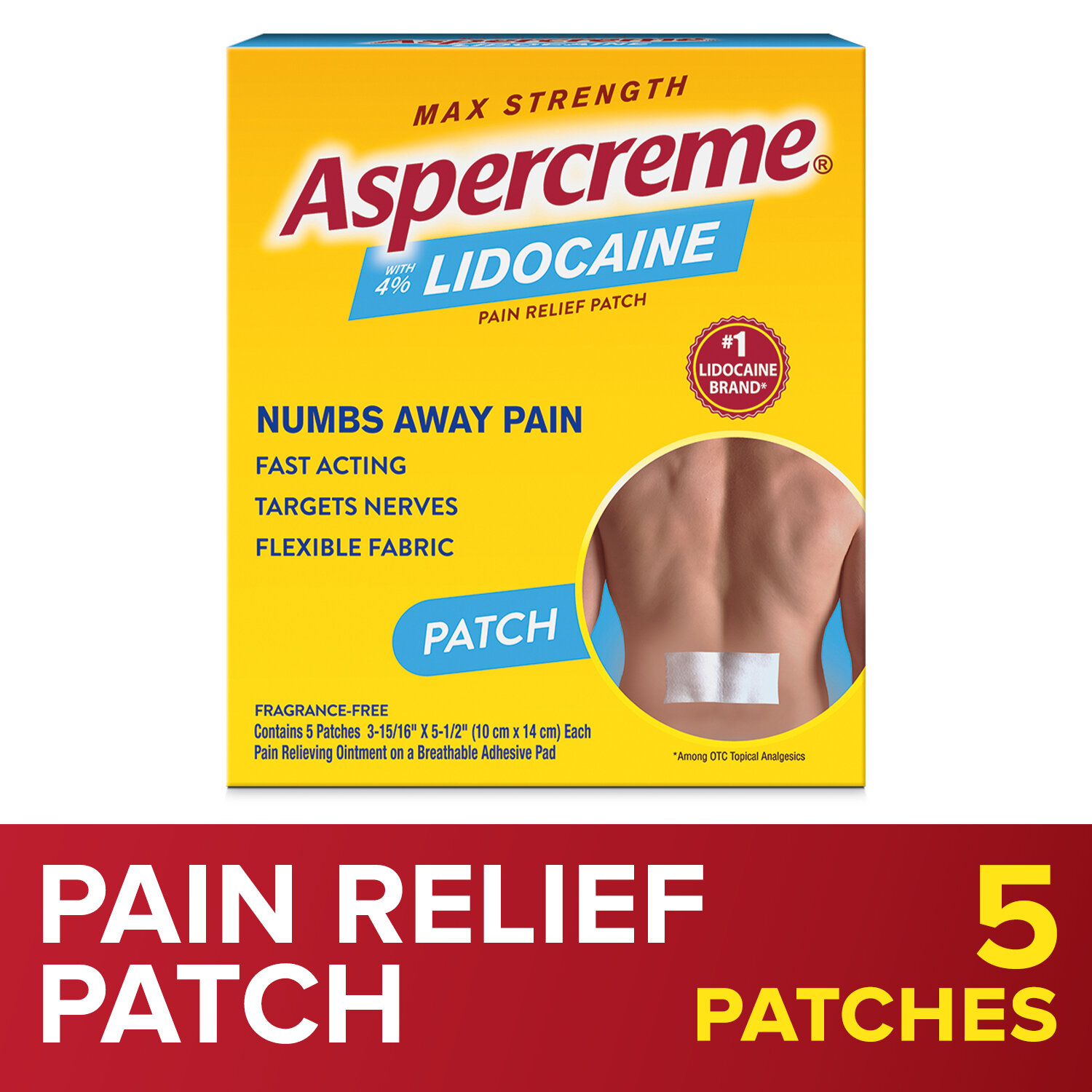 Aspercreme with 4% Lidocaine Pain Relief Patch 5 pack