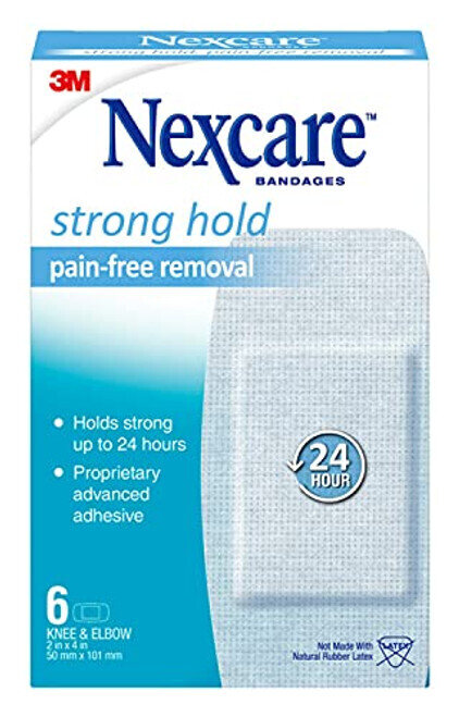Nexcare Bandages Strong Hold Pain-Free Removal Knee and Elbow 2in x 4in 6 ct
