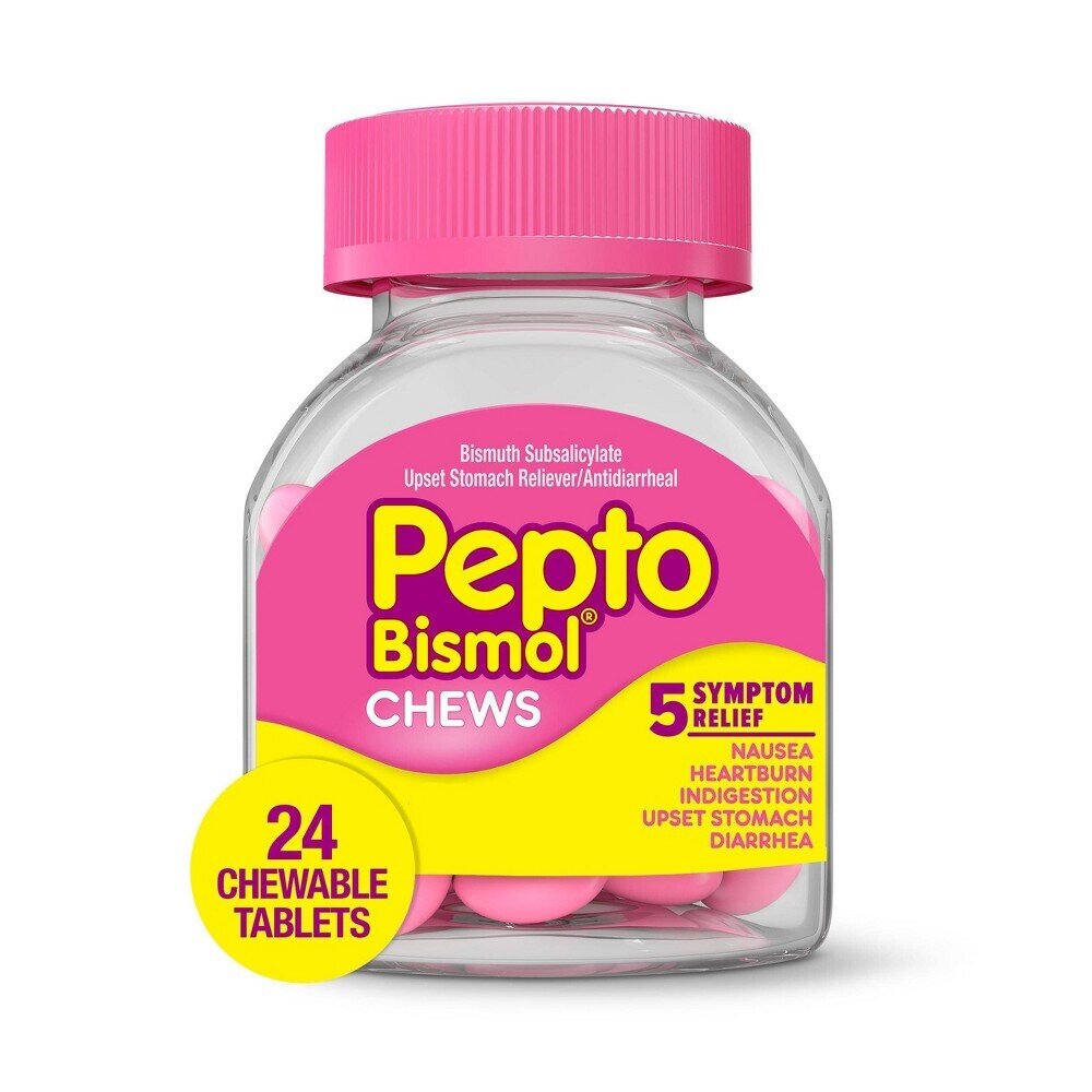 Pepto Bismol Chews 5 Symptom Relief Chewable Tablets 24 ct