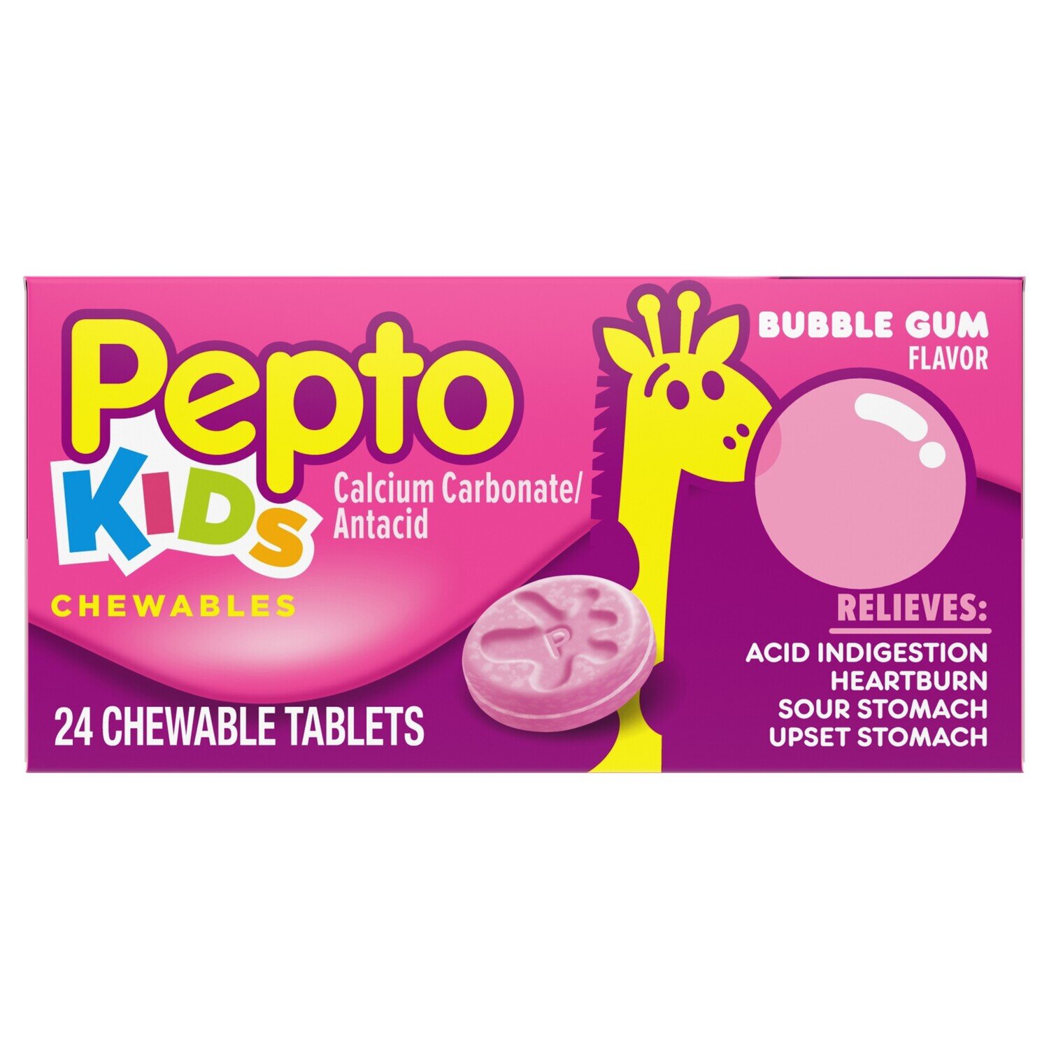 Pepto Kids Antacid Chewable Tablets - Bubblegum Flavor 24ct