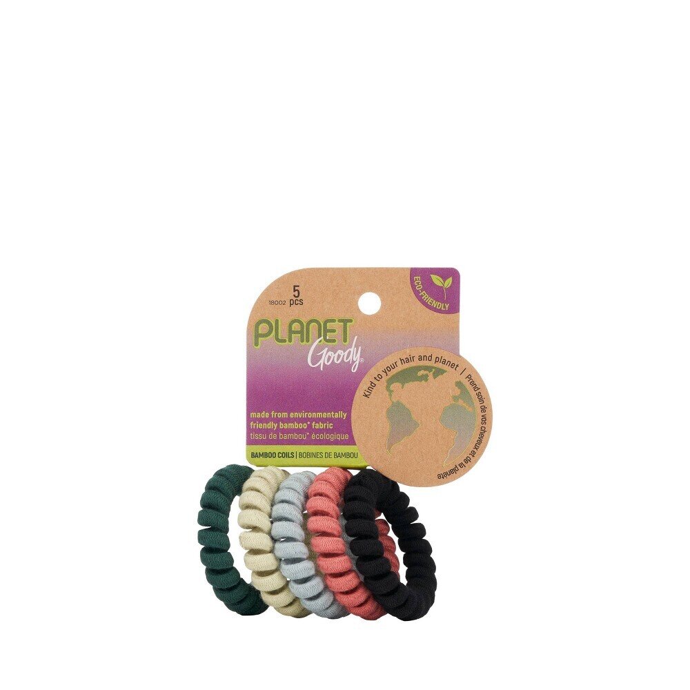 Planet Goody Debtless Hold Multicolor Coiled Hair Ties 5 Pack