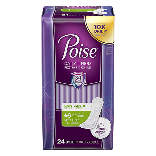 Poise Long Length Very Light #2 Daily Liners 24 ct