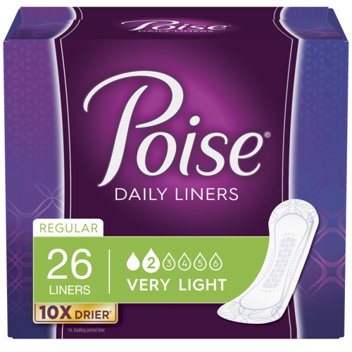 Poise Regular Length Very Light #2 Daily Liners 26 ct