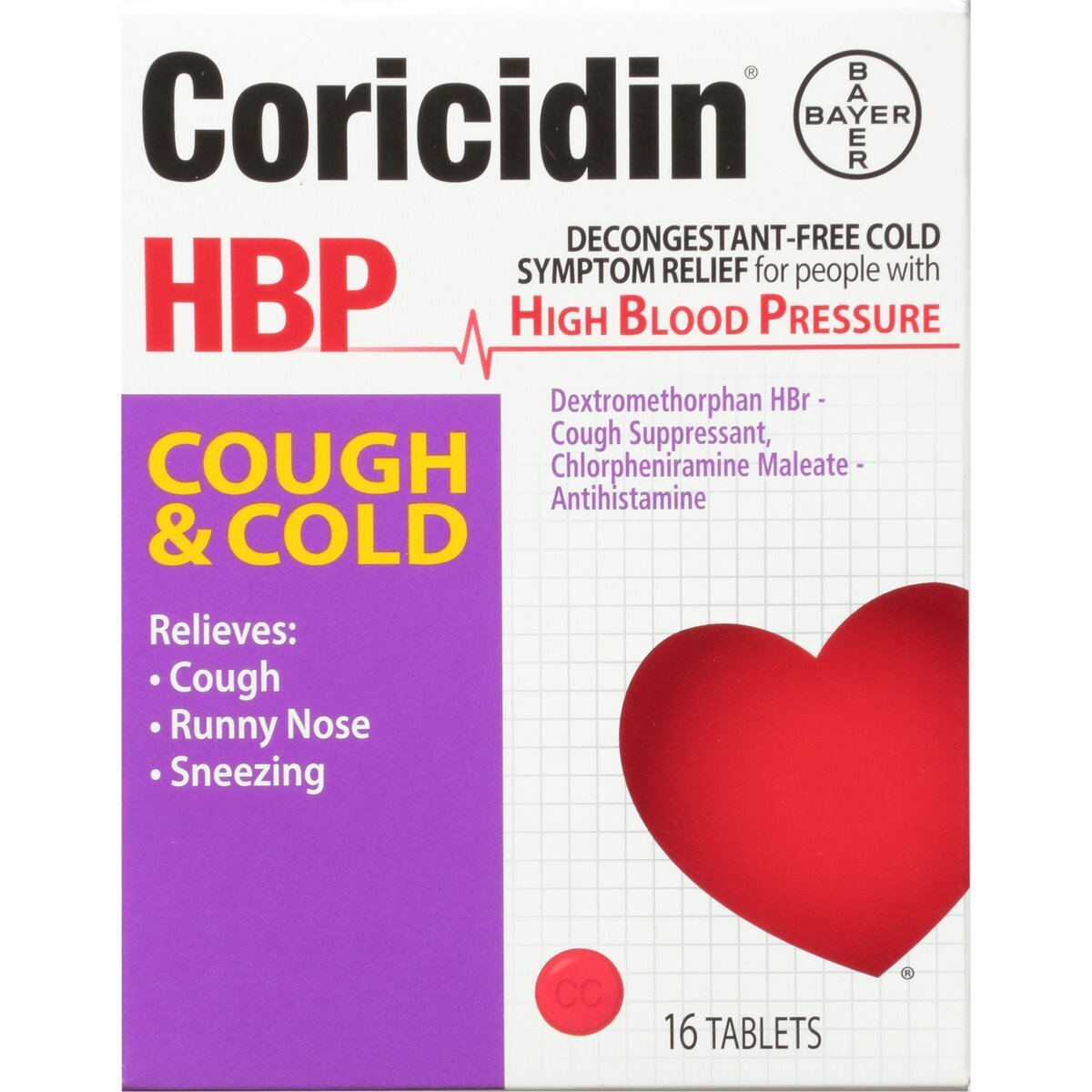 Coricidin HBP Cough and Cold Tablets 16 ct