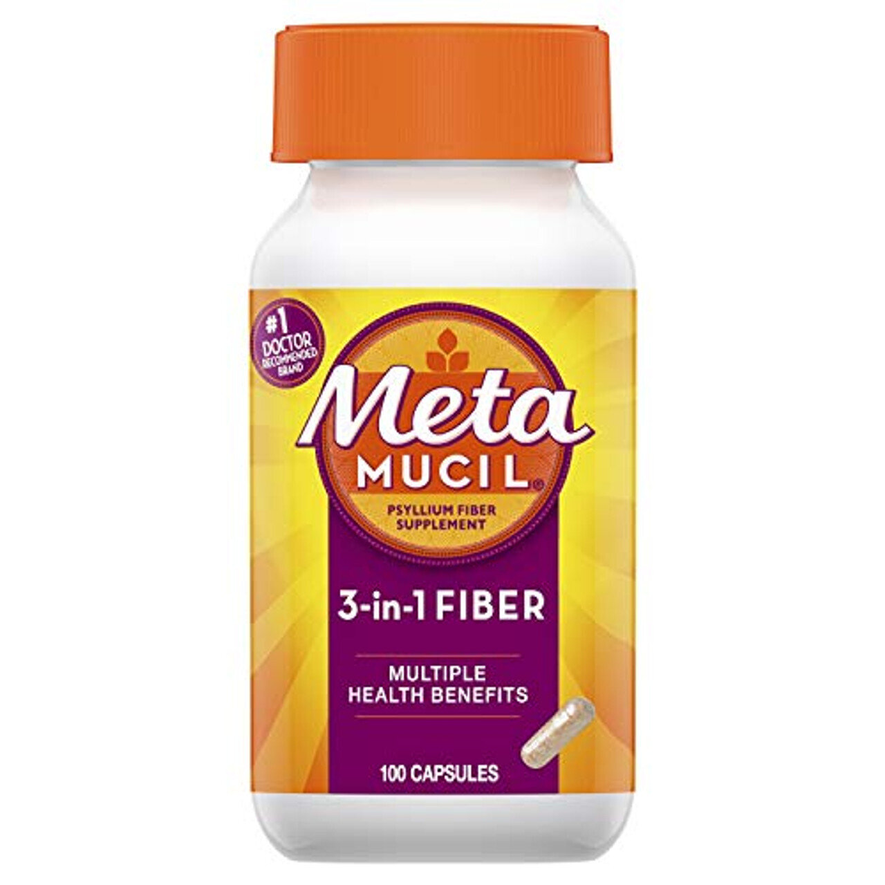 Meta Mucil 3-in-1 Fiber Capsules 100 ct