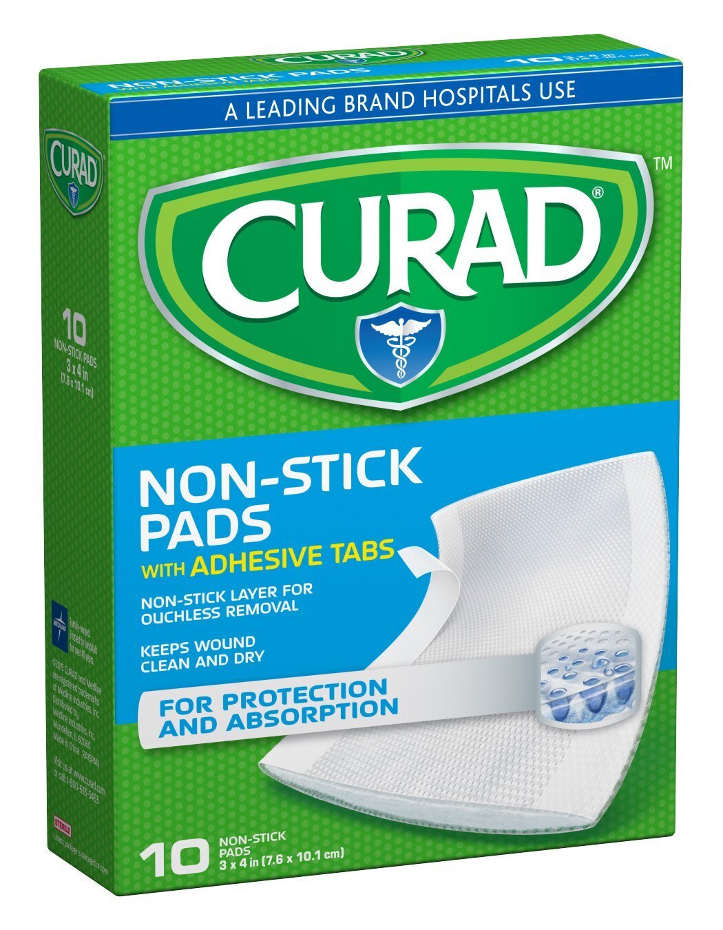 Curad Medium Non-Stick Pads 3x4 in 10 ct